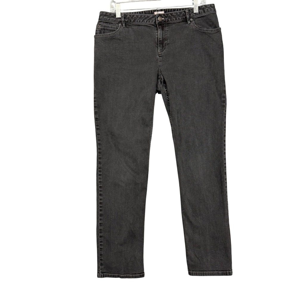 J Jill Slim Leg Jeans Womens 12 Charcoal Black Stretch Denim Mid Rise Classic